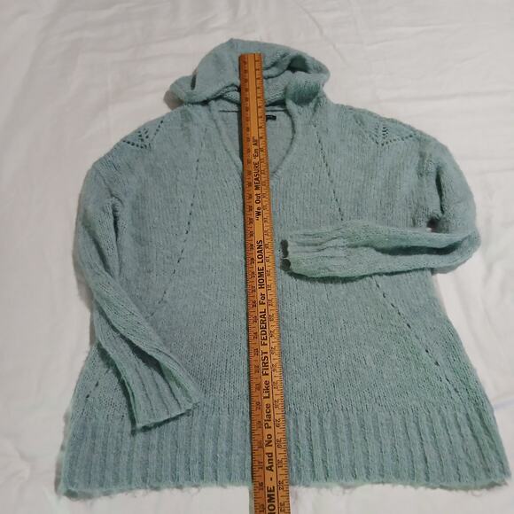 American Eagle Med JEGGING FIT Light Blue hooded Long-Sleeved Sweater Wool Blend - Picture 10 of 14